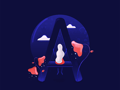"A" alphabet character concept flat illustration letter nature vector