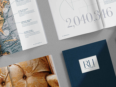 RH Annual Report annual report book navy print textile typography