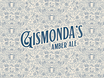 Gismonda's Amber Ale logo art nouveau logo design packaging pattern design