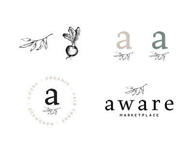 Aware Marketplace branding illustrations logo development organic vegetables