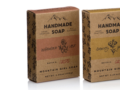 Mountain Girl Soap branding hand lettering illustrations packaging design