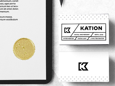 Kation Hotel Business Cards company logo contemporary logo hotel hotel logo hotel resort modern modern logo monochrome professional resort logo sharp simplistic