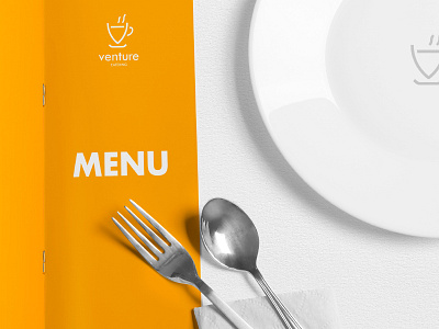 Venture Menu cafe caterer logo catering catering logo company logo geometric logo modern orange professional refreshment logo simplistic venture