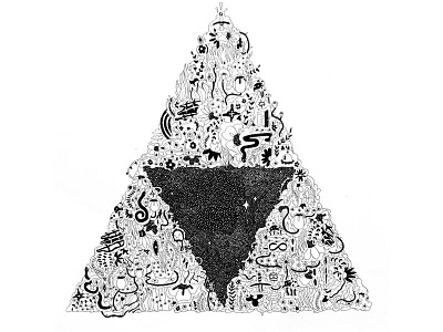 Triforce black and white cosmic fanart flowers garden growth legend of zelda pen and ink triangle triforce universe