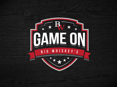 Game On Logo for Big Whiskey's badge branding design logo logo design restaurant sports