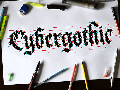 Cybergothic calligraphy cyberpunk cyberpunk 2077 design gothic handlettering lettering logo logodesign logotype typography