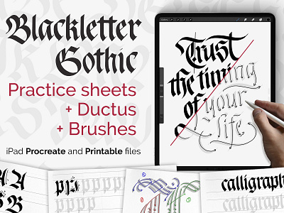 Blackletter Gothic workbook for the iPad blackletter calligraphy gothic learn learning lettering logodesign logotype tutorial typography
