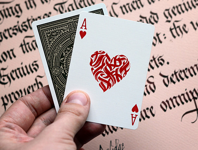 Ace of Hearts Playing card Design calligraphy cards design handlettering lettering logo logodesign logotype playing cards print typography
