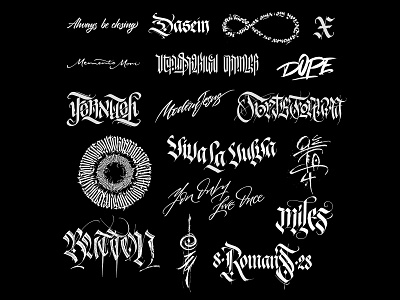 Tattoos Collection branding calligraphy gothic lettering logo tattoo