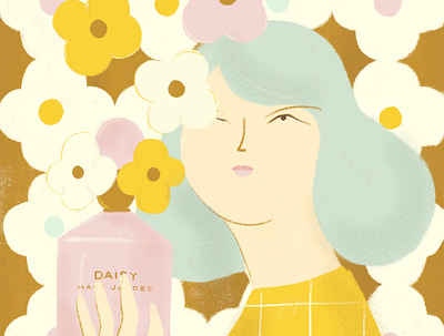 Inspired by Daisy 70s botanical color daisy digital feminine floral fragances geometric illustration parfum