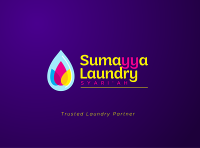 sumayya laundry syariah logo design designer drop flower fresh identity illustration laundry logo logo design logobranding playful logo water
