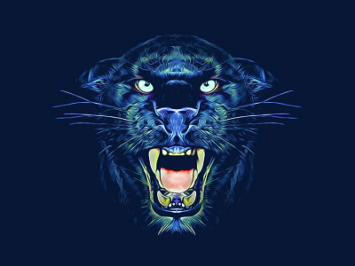 Blue Panter animal art background beautiful black blue cat design exotic illustration isolated jungle leopard nature panther predator print vector wild wildlife