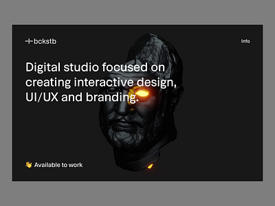 BACKSTAB Studio — Homescreen Animation 3d animation blender3d cgi design illustration interaction motion motion graphics typography uiux webdesign