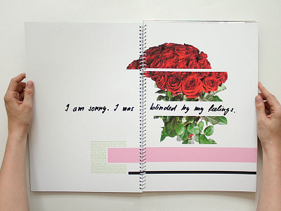 Spred from my FMP book 2 book bouquet coil design graphic design hand made print roses spred text typo typography
