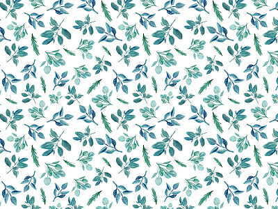 Flora Pattern blue flora graphic design herbs illustration pattern plants white