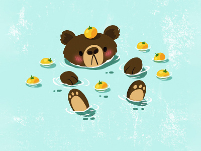 River Bear animals cute animal cute art illustration procreate