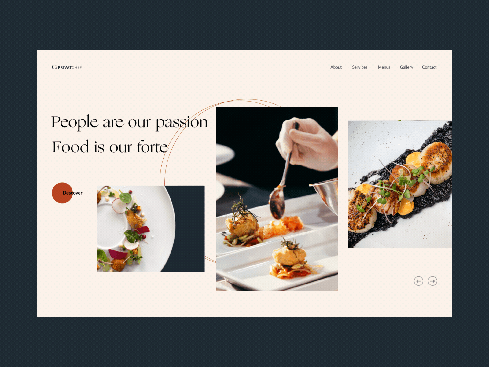 Private Chef site concept branding design food restaurant site ui web