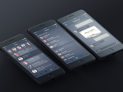 Dark UI Concept for Messenger App darkui messenger mobile sketch ui