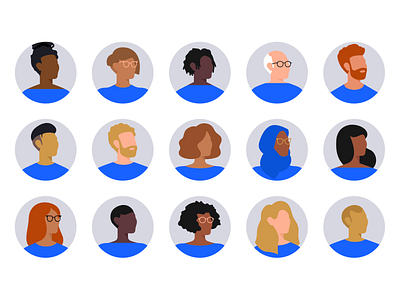 Bounteous Illustrated Avatars avatar avatar icons avatars character characters clean faces female avatar flat humans icons illustration people portrait portraits profile profile pic profiles vector vector illustration