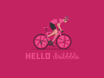 Hello Dribbble! cycling debut hello illustration