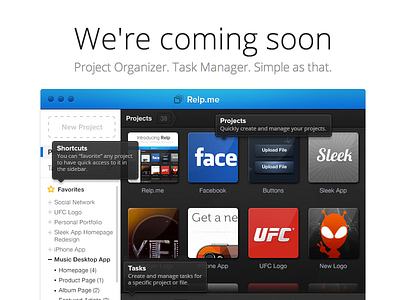 Relp.me - Coming soon page app coming soon desktop app task manager
