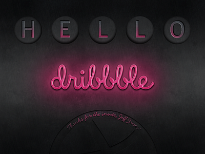 First Shot dark debut dribbble first shot glow hello logo metal