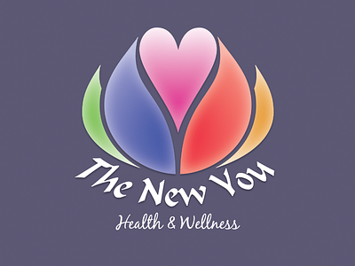 The New You Logo body fitness flower health heart icon lotus new rainbow spectrum wellness you
