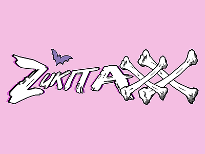 Zukitaxx Logo bat bones branding brush calligraphy crossbones design logo overwatch pink twitch zukitaxx