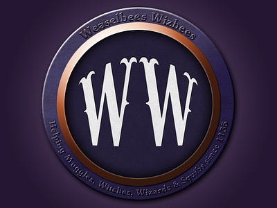 Weaselbees Wizbees Logo aesthetic badge branding depth emblem harry potter logo design medieval metal steampunk texture