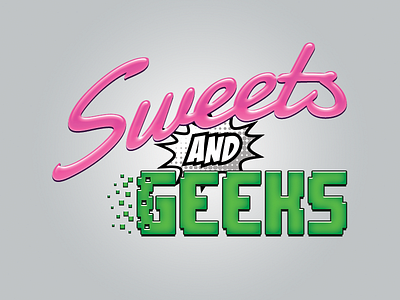 Sweets and Geeks Logo branding candy comic design gamer logo pixels shop store style sweets video games