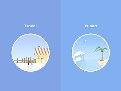 Illustration-01 blue color illustration island travel