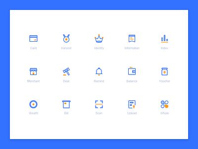 Icon-linear blue finance icon linear orange
