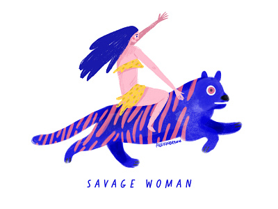 Savage Woman character design illustration