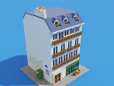 PARIS Voxel Immueble Haussmanian 3d voxel voxel art