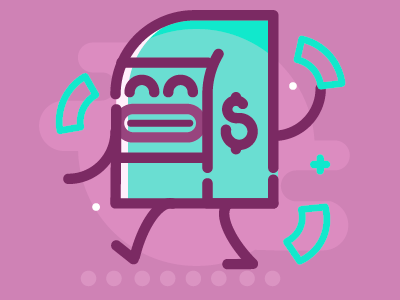 ATM baby atm character cute design flat icon illustration lines material design