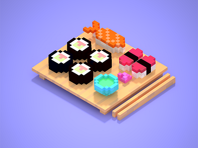 Yummy sushi voxel art art voxel