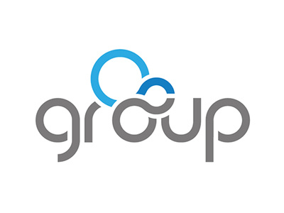 group Logo blue brand gray logo round type typo white