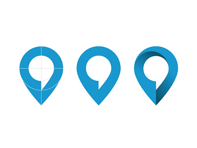 Location-pin & speech-bubble 3d blue comment location logo pin