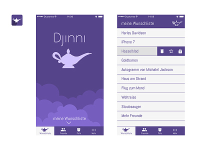 Djinni App Concept app concept djini purple ui wish