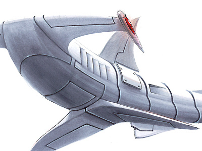 IronShark copic gray grey hammershark iron metal shark sketch