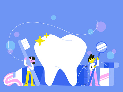 Dental care characterdesign dental care dental floos illustration teeth tooth toothbrush toothpaste