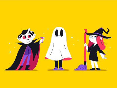 Halloween characters characterdesign dracula ghost halloween illustration vampire witch