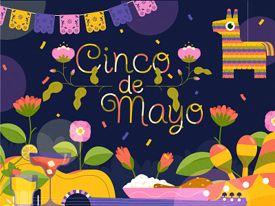 Cinco de Mayo_2 beverages cinco de mayo flowers fun guitar holiday illustration maracas sombrero