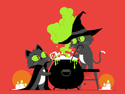 SPOOKY HALLOWEEN 2d 2danimation candles cat cats character animation characterdesign crow grave halloween illustration magic motiondesign potion pumpkin skull spell spider spoooky witch