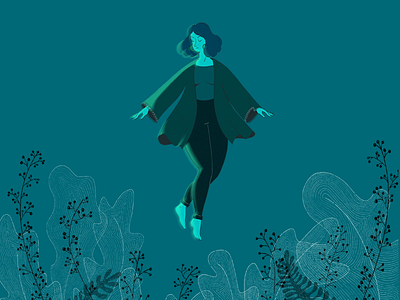 floating in the blue blue characterdesign illustration see