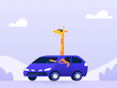 Giraffe car characterdesign giraffe illustration ride