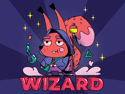 Wizard characterdesign illustration rendy squirrel wizard
