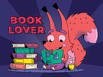 Book Lover book lover books illustration rendy squirrel