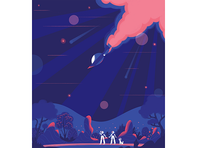 Space Illustrations astronaut characterdesign colors cosmic dog forest illustration space spaceman spaceship