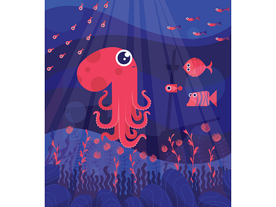 Underwater characterdesign colors corals cute fish illustration octopus plants sea underwater